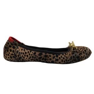 Adam Tucker Black Gold Leopard Equestrian Horse  Buckle Shoes Ballet Flats 8 M